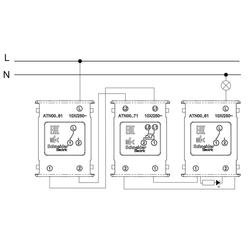 Схема подключения выключателей Шнайдер